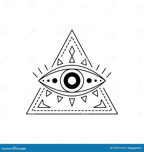 Vector Illustration Line Art Mystic Eye Tattoo. Providence Sight Amulet ...