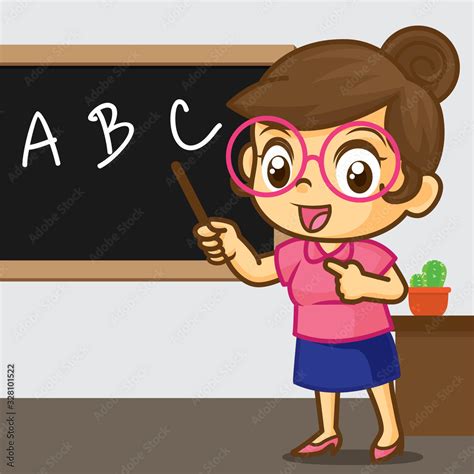 The teacher is teaching, Teacher cartoon vector, cute vector Stock Vector | Adobe Stock