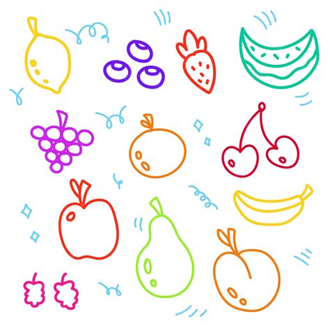 Premium Vector | Cute and colorful fruits doodle sheet