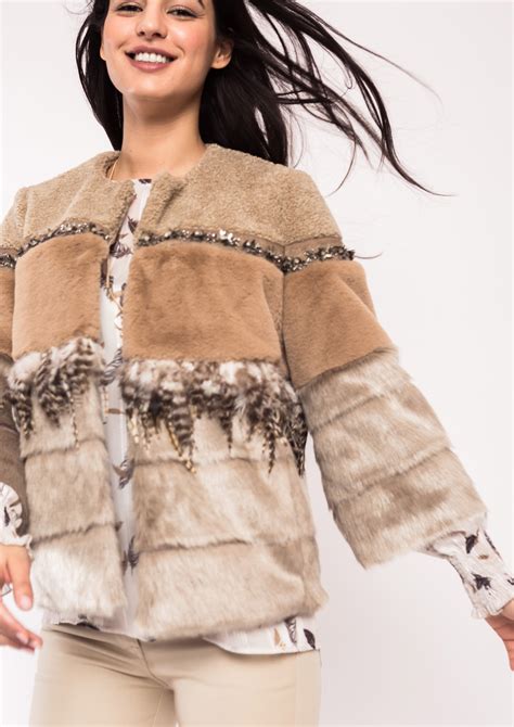 Fur and feather jacket