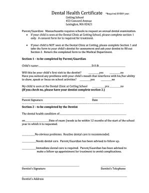 Dental Health Certificate Pdf - Fill Online, Printable, Fillable, Blank | pdfFiller