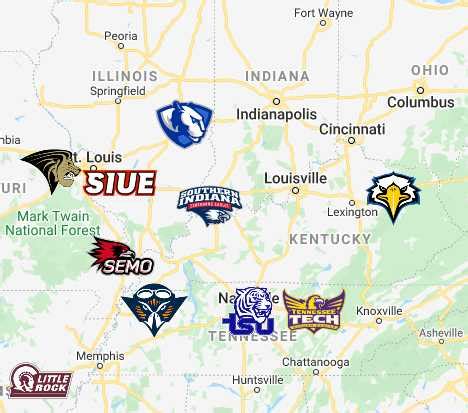 Ohio Valley Conference Map | Teams | Logos