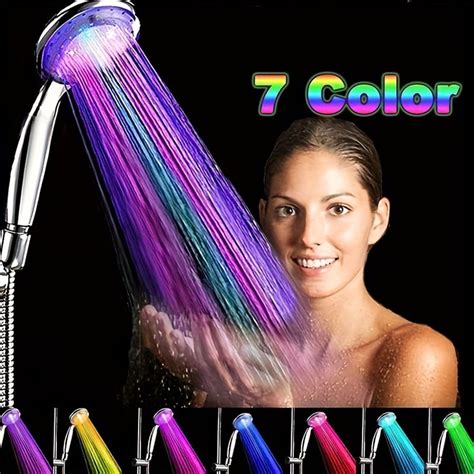 1pc Led Light Rainfall Shower Head With Color Changes Automatically, Enjoy Luxurious Showering ...