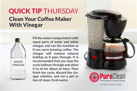 Clean your coffee maker with vinegar and remove those dark stains and odors, so your coffee can ...