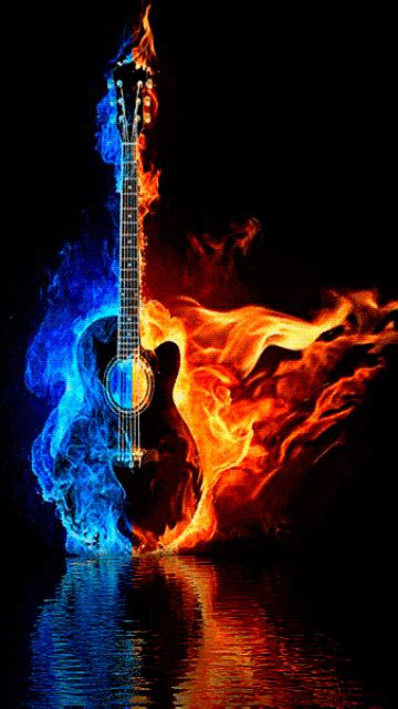 Animated Burning Guitar music fire animated burn guitar flame gif | Fire animation, Live ...