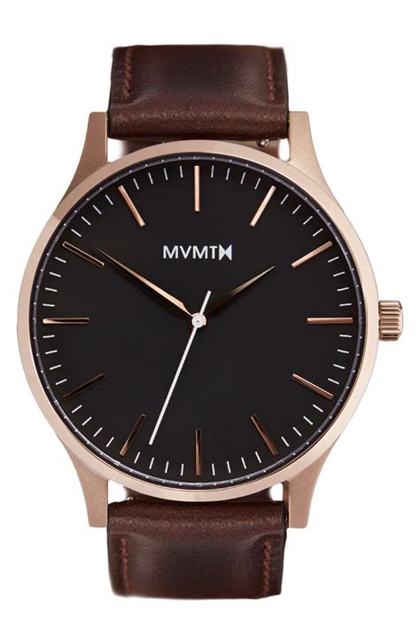 MVMT Leather Strap Watch, 40mm | Nordstrom