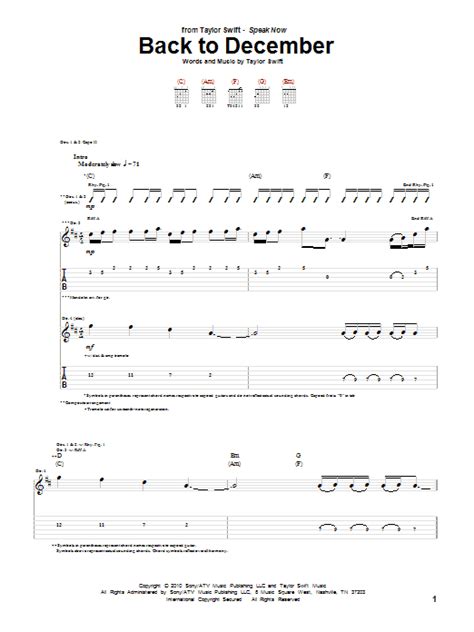 Back To December by Taylor Swift - Guitar Tab - Guitar Instructor