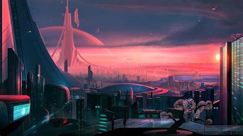 Paisaje de ciudad futurista Artwork Fondo de pantalla 4k HD ID:4678