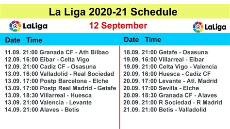 La Liga 2020-21 Fixtures & Schedule || La Liga Fixtures 2020/21 Season ...