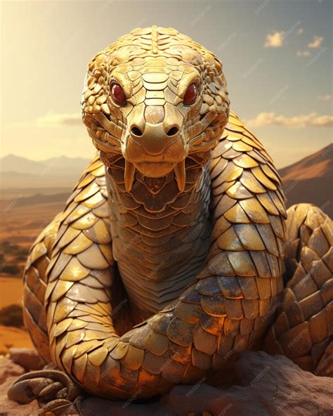 Premium Photo | Egyptian Cobra Egyptian Asp snake sitting in the desert background Generated AI ...