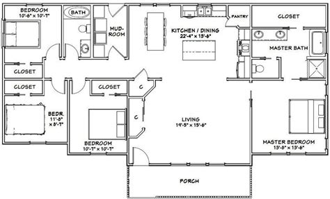 4 Bedroom 2 Bath House Floor Plans - floorplans.click