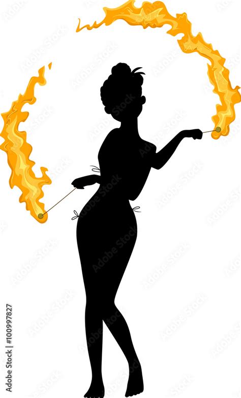 Fire Dancer Silhouette Stock Vector | Adobe Stock