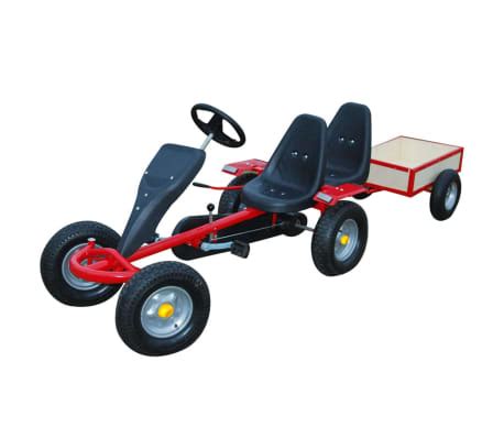 Red Pedal Go-Kart Two Seats w/ Trailer | vidaXL.co.uk