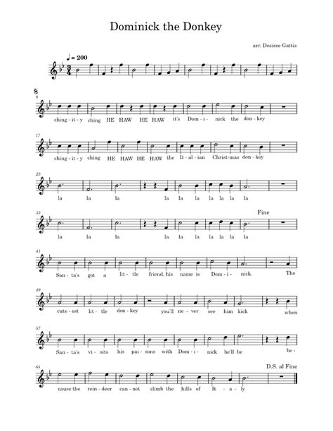 Dominick the donkey – Lou Monte Sheet music for Piano (Solo) Easy ...