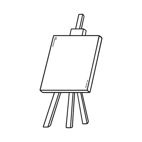 Hand drawn easel with blank canvas doodle. Art equipment in sketch ...