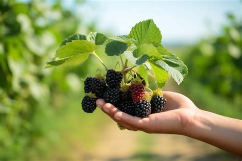 Premium AI Image | Hand picking ripe Dewberry from Dewberry orchard