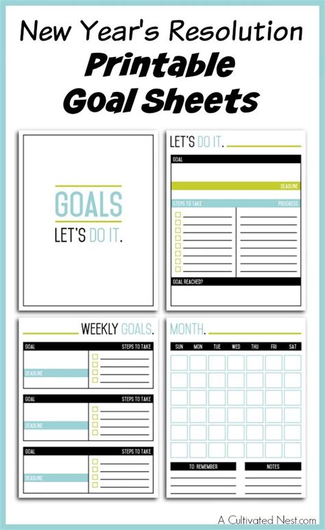 New Year's Resolution Printable Goal Sheets | New years resolution, Resolutions printable, Goals ...