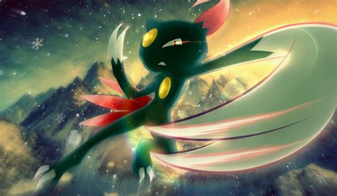 sneasel pokemon playmat fanart snow mountains action flight jump attack claw illustration ...