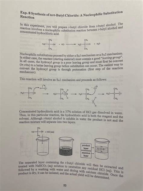 Solved Exp. 8 Synthesis of tert-Butyl Chloride: A | Chegg.com