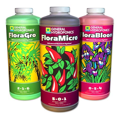 General Hydroponics 3-Part Flora Series Liquid Nutrients (Quart) – PowerGrow Systems & Utah ...