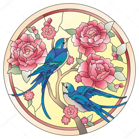 Vidriera pájaros flores Stained Glass Birds, Faux Stained Glass, Stained Glass Designs, Stained ...