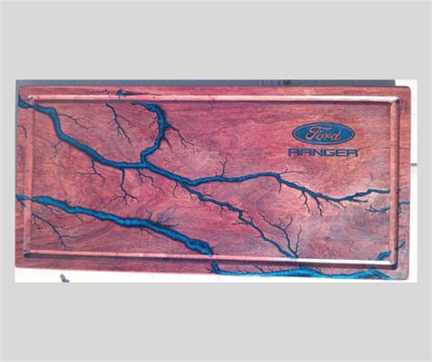 Charcuterie board / Braai plankie — Rosewood with Blue inlay and FORD RANGER Logo with juice ...