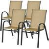 Gymax 4-Piece Patio Outdoor Dining Chair Stackable Armchair with Breathable Fabric GYM08037 ...