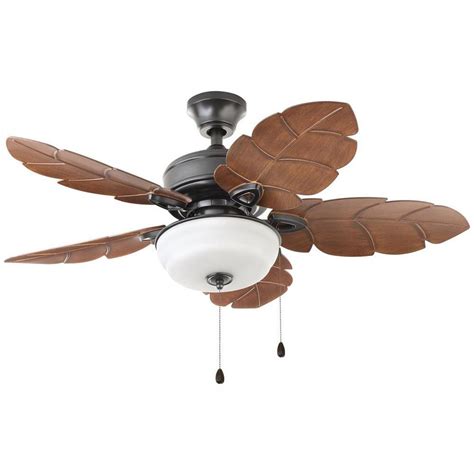 Home Decorators Collection Palm Cove 44 in. LED Indoor/Outdoor Natural Iron Ceiling Fan with ...