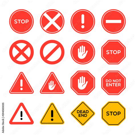 Vector Set of Stop and Do Not Enter Signs Stock Vector | Adobe Stock