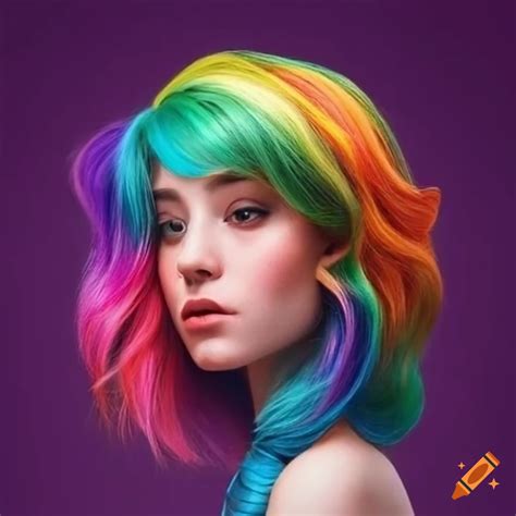 Colorful rainbow hair on Craiyon