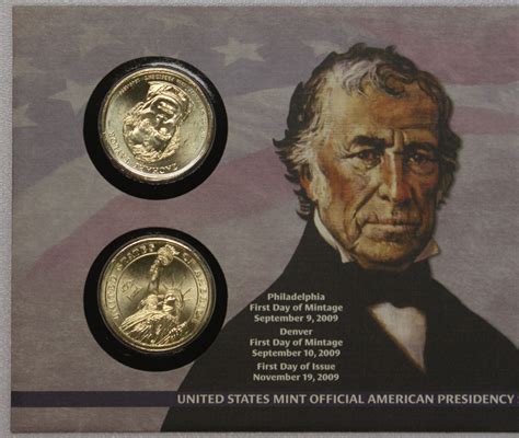 2009 Zachary Taylor Presidential Dollar 2 Coin First Day Of Mintage ...