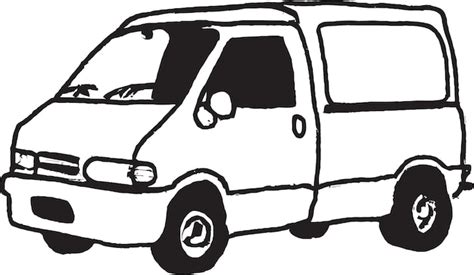 Premium Vector | A black and white drawing of a van.