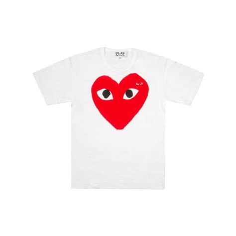 Comme des garçons Play Womens Red Heart Logo T-shirt White in Red | Lyst