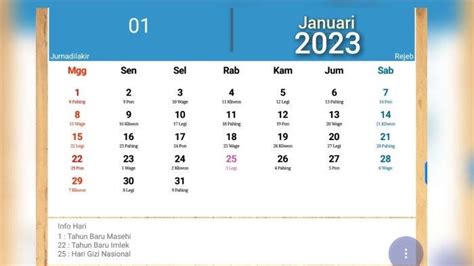 Kalender Jawa Selasa Pon 17 Januari 2023 Penanggalan Jawa Besok - Tribunjateng.com