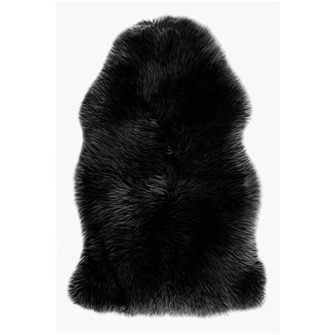 ECARPET Faux Sheepskin Novelty Plush Black 2 ft. 0-inch. x 3 ft. 0-inch. Faux Sheepskin Ru ...