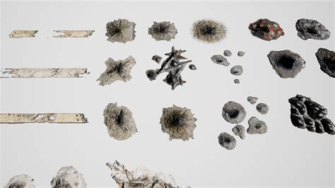 3D Game Asset Store - 150 Bullet Hole Wall Damage Decals (UE4 ...