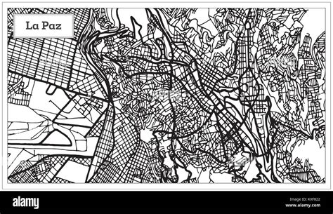 La Paz Bolivia City Map in Black and White Color. Vector Illustration ...