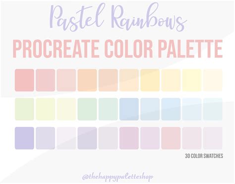 Procreate Color Palette Pastel Soft Pastel Color Palette Rainbow Pastel ...