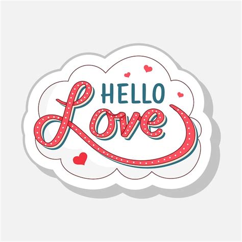 Premium Vector | Flat style hello love text sticker or tag symbol