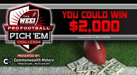 WEEI on Twitter: "Score a cool $100 with WEEI's Pro Football Pick 'Em! https://t.co/R1HWjuyfsj ...