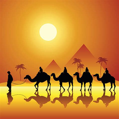 Camel Caravan Vector