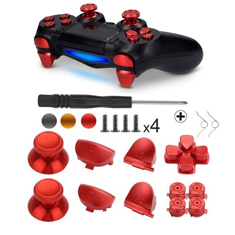 Metal Buttons for PS4 Controller, TSV Aluminum Metal L1 R1 L2 R2 Joystick Thumb Sticks Buttons ...