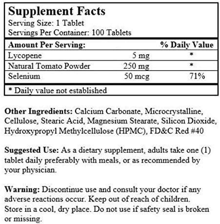 Natural Tomato Extract with Lycopene - 100 Tablets