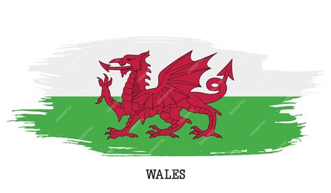 Premium Vector | Wales flag vector grunge paint stroke