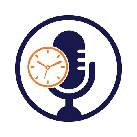 Premium Vector | Podcast time vector logo design template mic clock ...