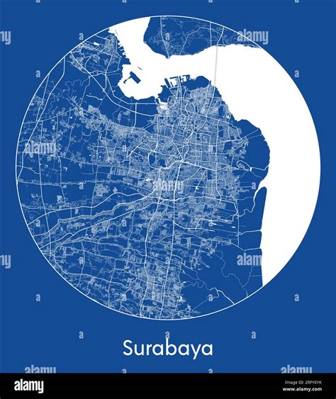 City Map Surabaya Indonesia Asia blue print round Circle vector ...