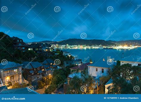 Wellington and Harbour at Night Stock Image - Image of harbour, zealand: 12758999