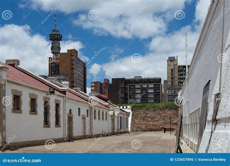 Constitutional Hill Precinct, Johannesburg, South Arfica. A Man Looking At Hillbrow Tower In ...