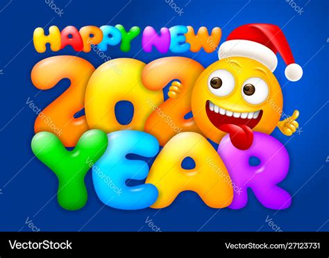 Happy new year greeting with emoji Royalty Free Vector Image