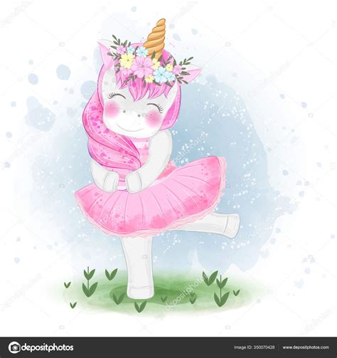 Cute Unicorn Ballerina Flower Crown Illustration Stock Vector Image by ...